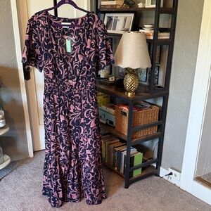 Floral Pink and Navy Maxi Dress